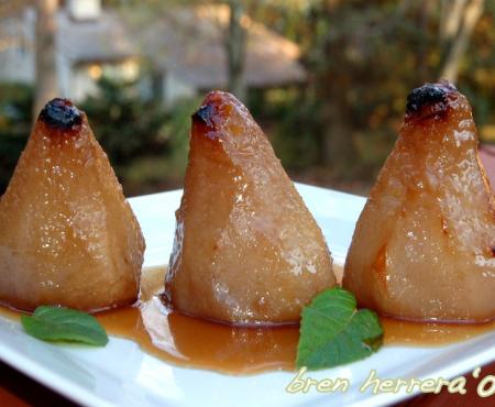 Orange Rum & Clove Glazed Roasted Pears