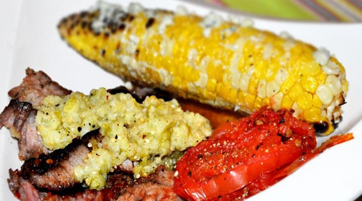 Girl Meets Grill! And A Spicy Rub & Malta Marinated Rib Eye With Tomatillo Salsa