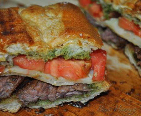 Pesto & Garlicky Cuban Style Steak Sandwich