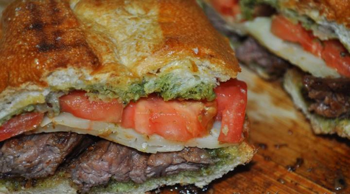 Pesto & Garlicky Cuban Style Steak Sandwich