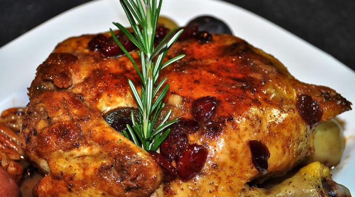 Citrus Mojo & Sage Infused Cornish Hen With Candied Pecan Glaze