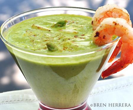 Chilled White Asparagus & Ginger Soup W/Grilled Shrimp