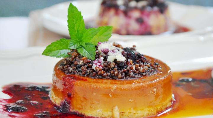 #FlanFridays: Flan de Quinoa with Goat Cheese & Blueberry Coulis