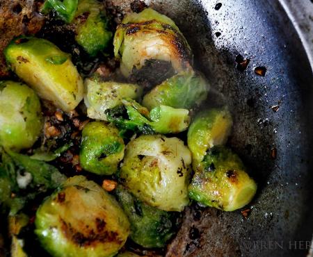 Strawberry PoppySeed Glazed Roasted Garlic Brussels Sprouts