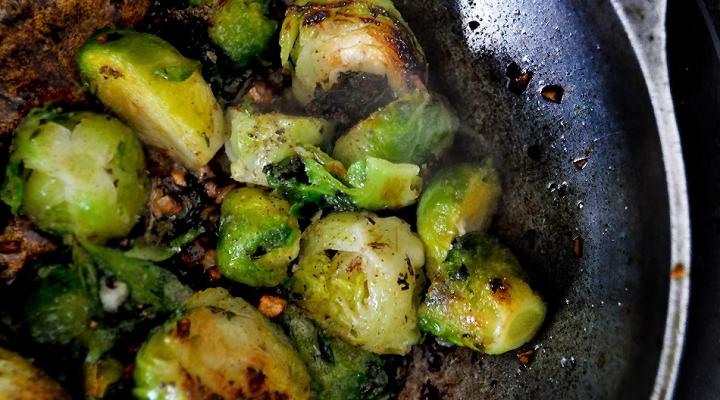 Strawberry PoppySeed Glazed Roasted Garlic Brussels Sprouts
