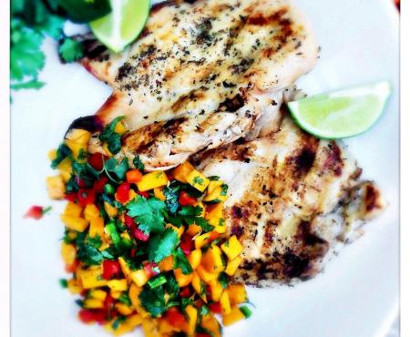Citrus Mojo-Infused Latin Grilled Chicken With Mango-Jalapeño Relish