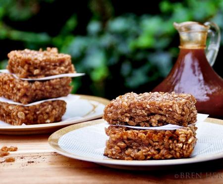 Espresso Rice Krispie Treats with Spicy Caramel and Coffee Ice Cream