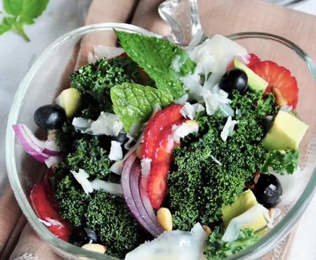 Raw Kale and Berry Salad with Truffle Honey Dressing
