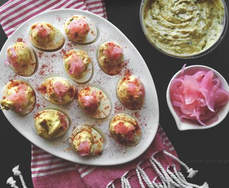 Spicy Hummus Deviled Eggs