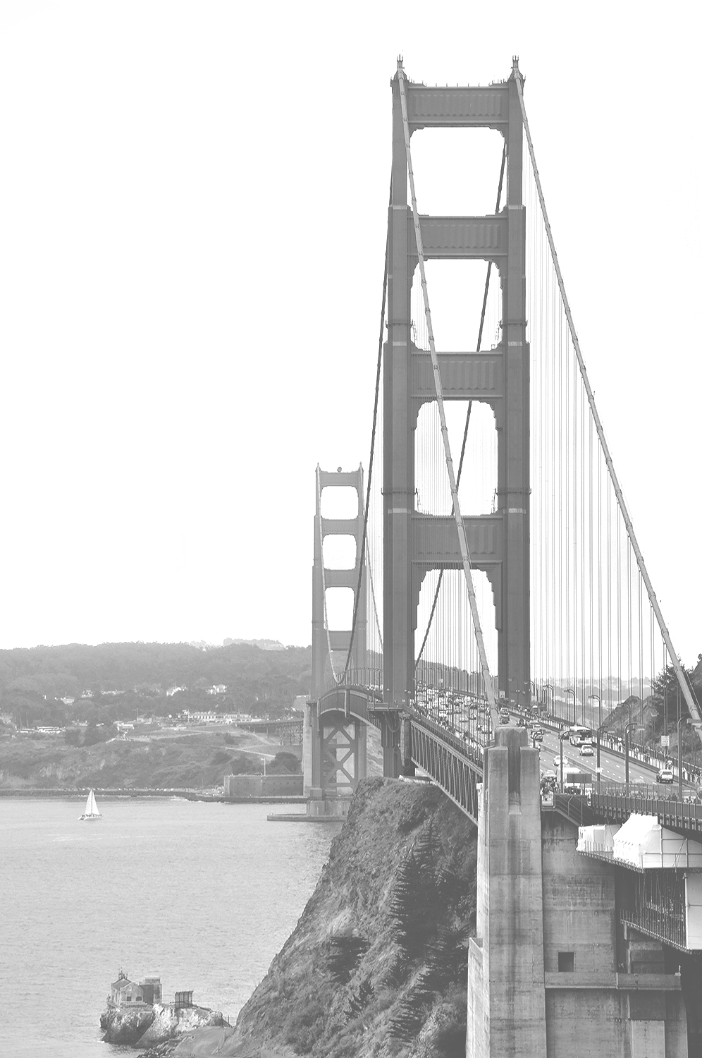 Golden Gate Bridge Vert Bren Herrera bw