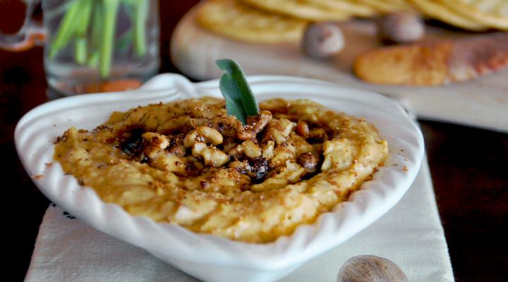 Pumpkin Spice Hummus With Toasted Walnuts and Sage