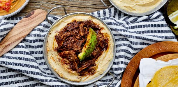 National Hummus Day with Sabra: Pulled Mole Roasted Chicken & Garlic Hummus Bowl