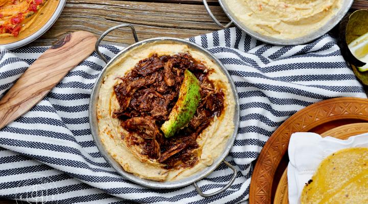 National Hummus Day with Sabra: Pulled Mole Roasted Chicken & Garlic Hummus Bowl