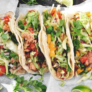 Salmon Tacos With Spicy Coconut Milk Slaw for National Taco Day