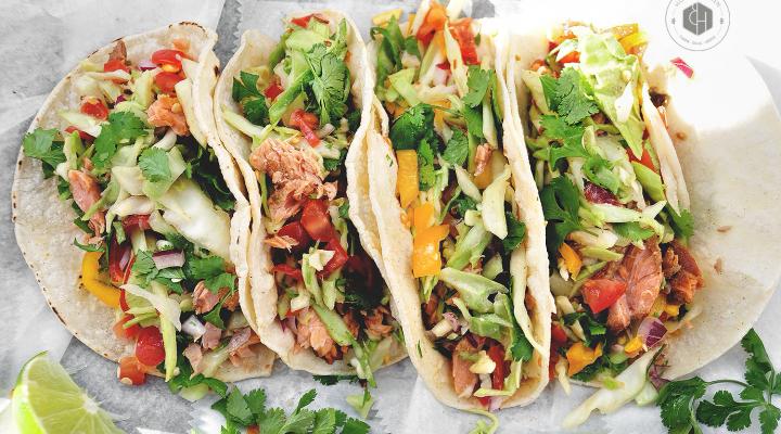 Salmon Tacos With Spicy Coconut Milk Slaw for National Taco Day