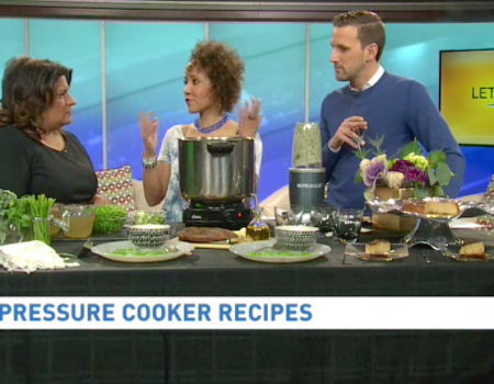 Bren Makes Vibrant Sweet English Pea & Minted Soup from “Modern Pressure Cooking” on Let’s Talk Live! DC