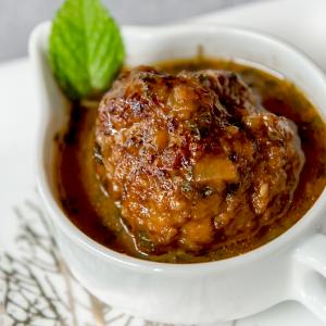 {All Around Latin America} Guava-Stuffed Meatballs w/Minted Brandy Sauce a lo Cubano in Celebration of Hispanic Heritage Month