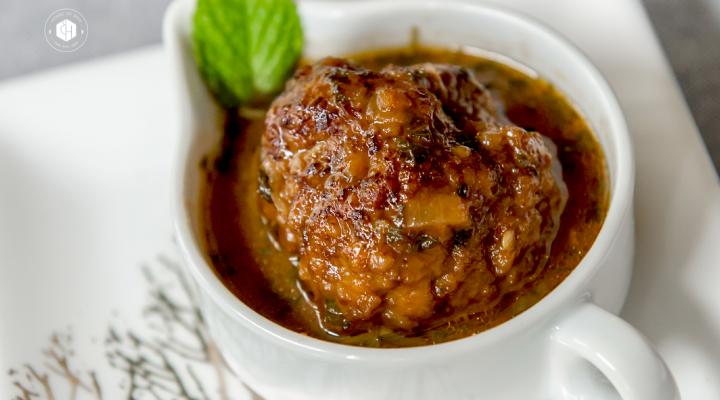 {All Around Latin America} Guava-Stuffed Meatballs w/Minted Brandy Sauce a lo Cubano in Celebration of Hispanic Heritage Month